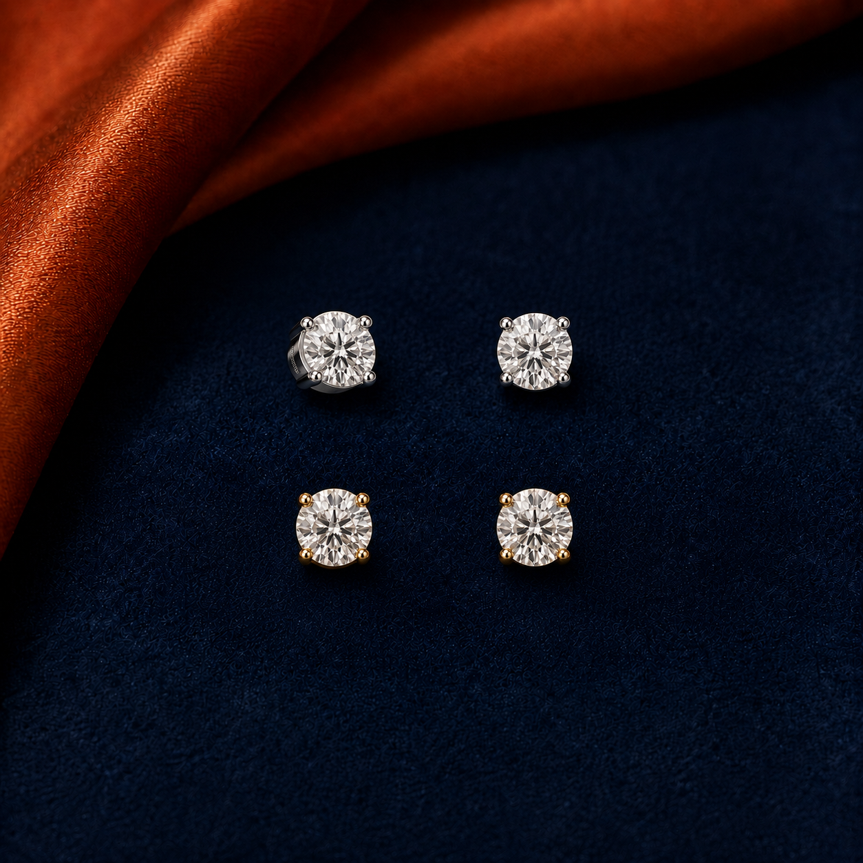 Round Solitaire HEIRMUFFS Front Set