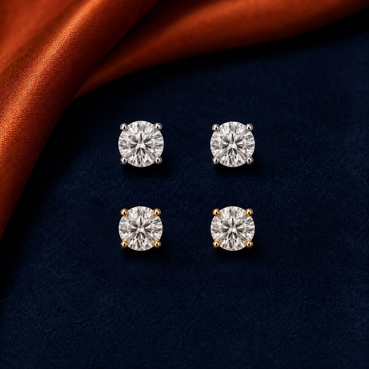 Round Solitaire HEIRMUFFS Front Set