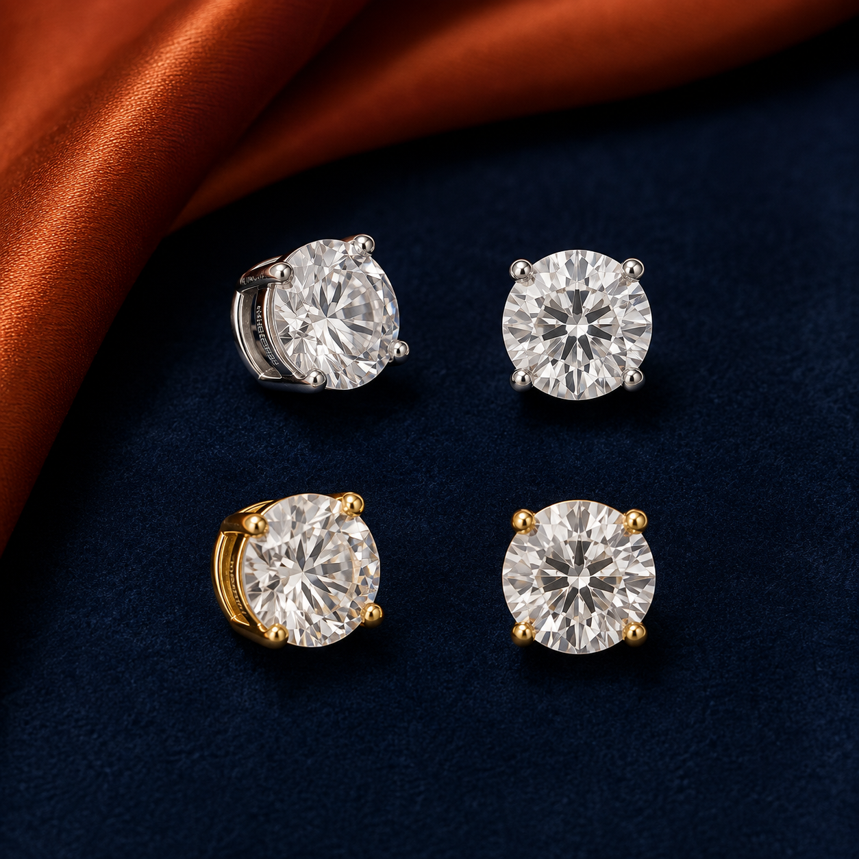 Round Solitaire HEIRMUFFS Front Set