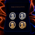 Virgin Mary HEIRMUFFS Front Set in silver and gold