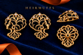 HEIRMUFFS™ Crowned Roots medium stud Front Set featuring a crowned Black-woman profile, side view and hollow receiver back.