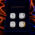 Cushion Cut 5mm HEIRMUFFS Front Set in silver and gold