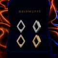 Open Frame Drop Geometric HEIRMUFFS Front Set in silver and gold