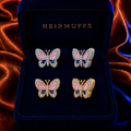 Butterfly Stud Small HEIRMUFFS Front Set in silver and gold