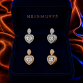 Heart Drop Medium HEIRMUFFS Front Set in silver and gold
