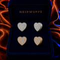 Pave Heart Medium HEIRMUFFS Front Set in silver and gold