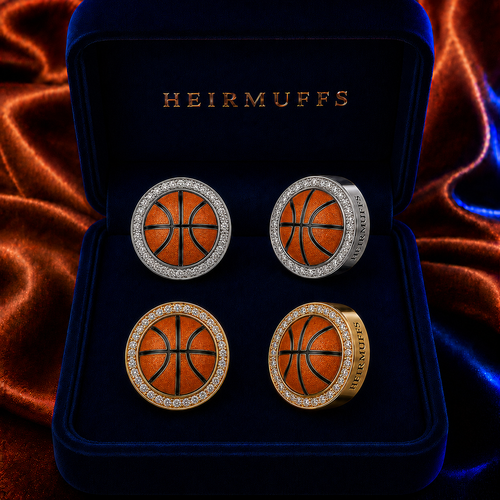 Basketball HEIRMUFFS Front Set in silver and gold