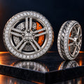 Full Throttle racing wheel HEIRMUFFS Front Set with pavé stones, orange brake caliper and threaded receiver