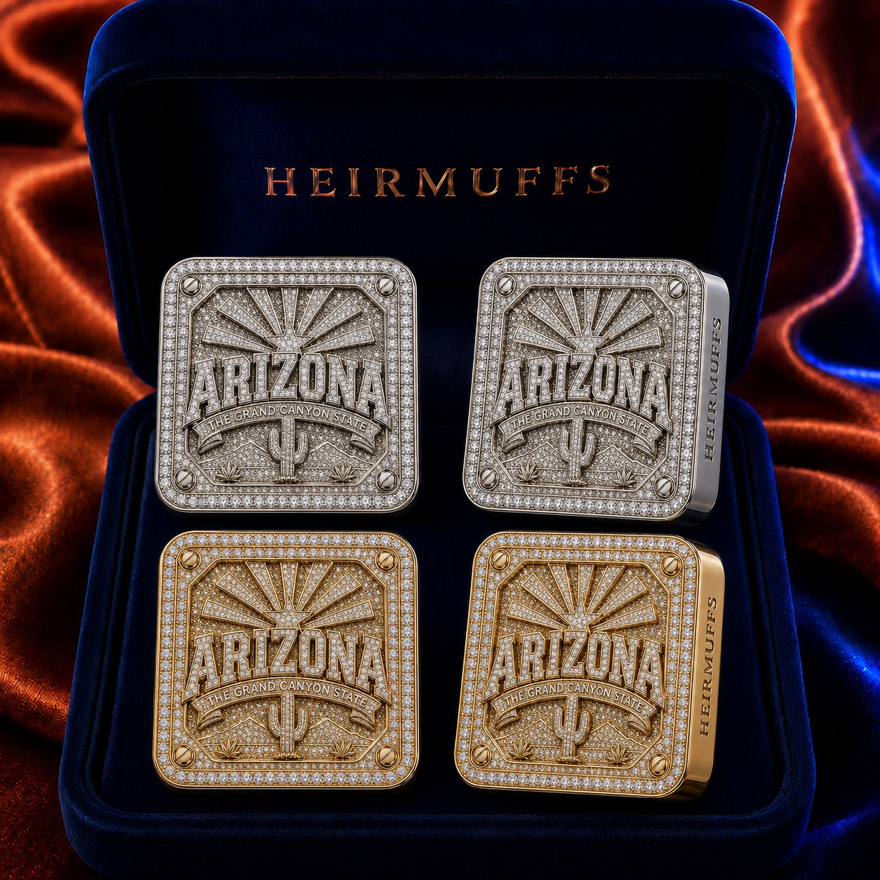 Arizona Grand Canyon State HEIRMUFFS interchangeable earring fronts in silver and gold