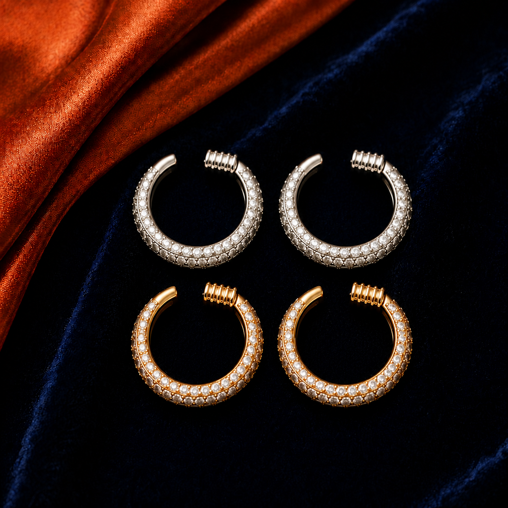 Pavé Huggie HEIRMUFFS Front Set