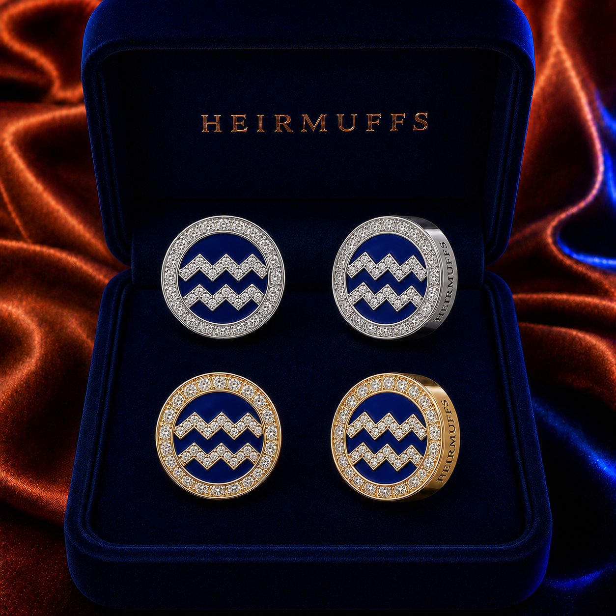 Aquarius HEIRMUFFS Front Set in silver and gold