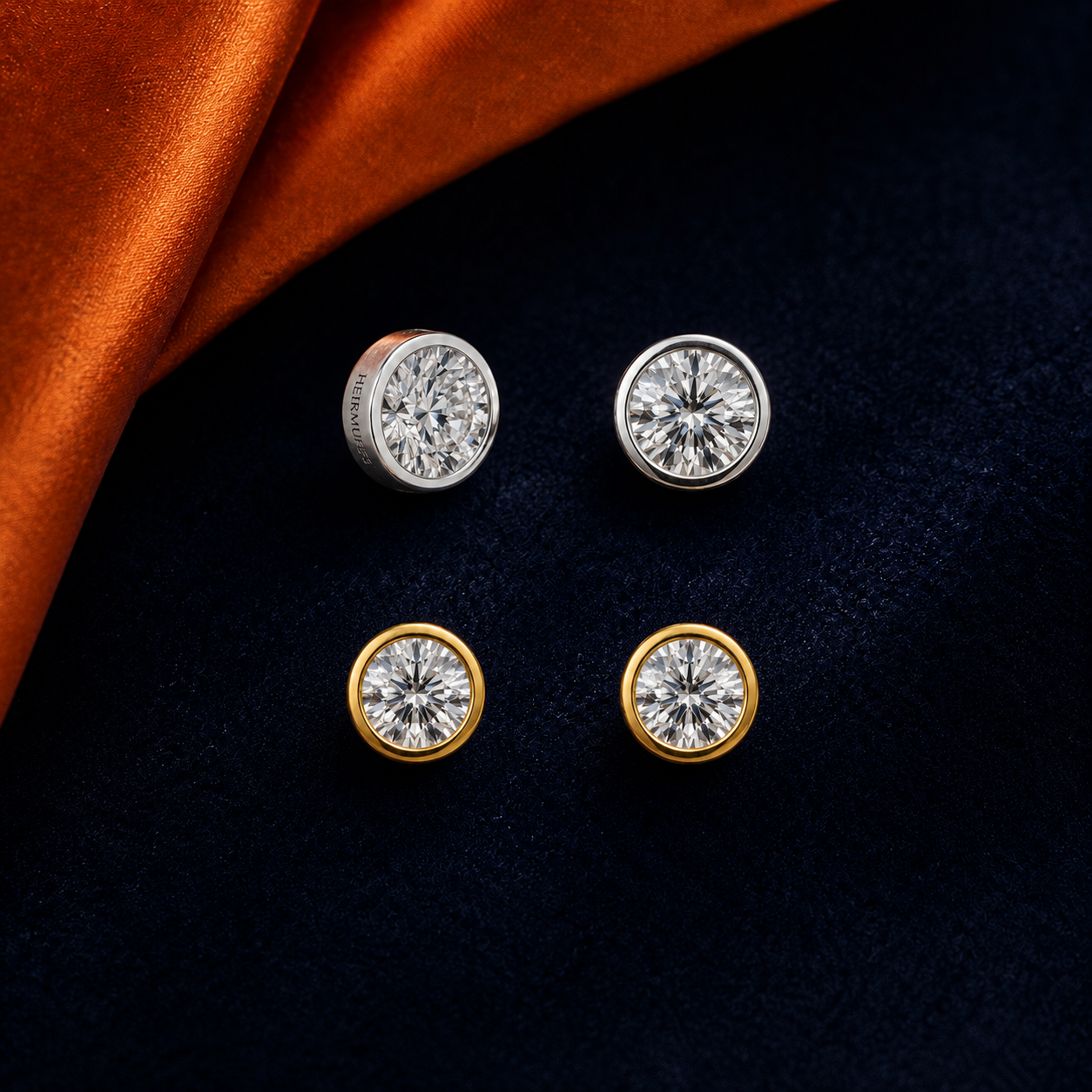Bezel Set Stud HEIRMUFFS Front Set