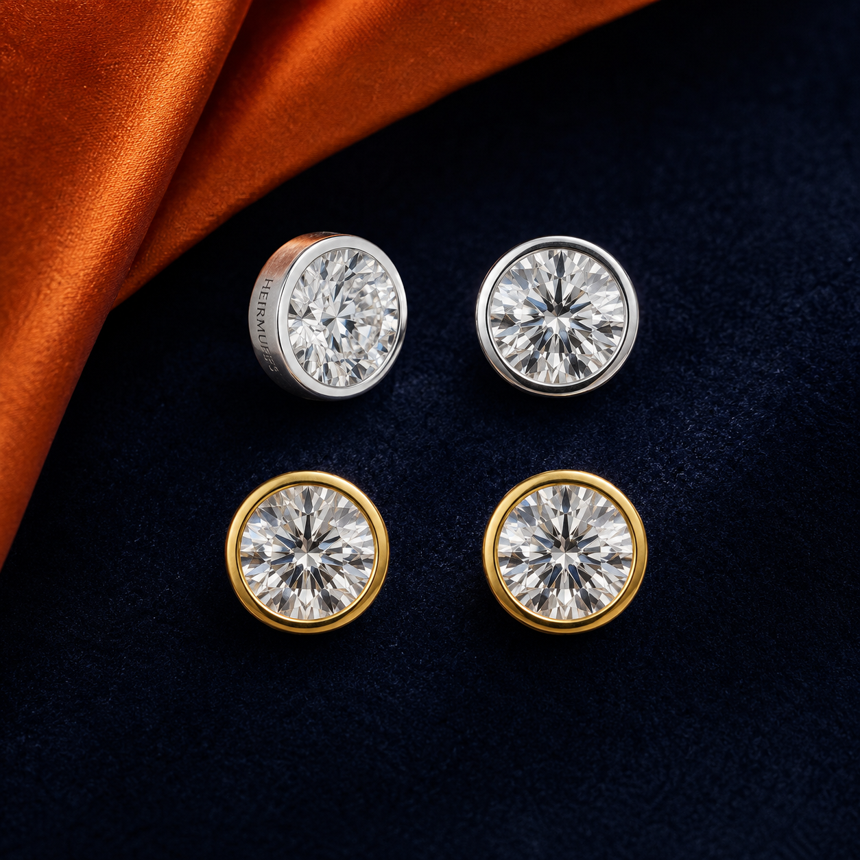 Bezel Set Stud HEIRMUFFS Front Set