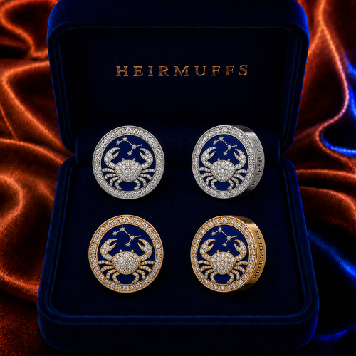 Cancer Zodiac HEIRMUFFS Front Set in silver and gold