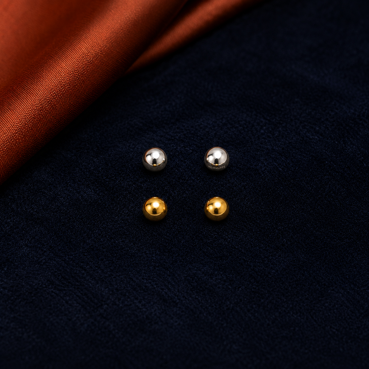 Gold Ball Stud HEIRMUFFS Front Set