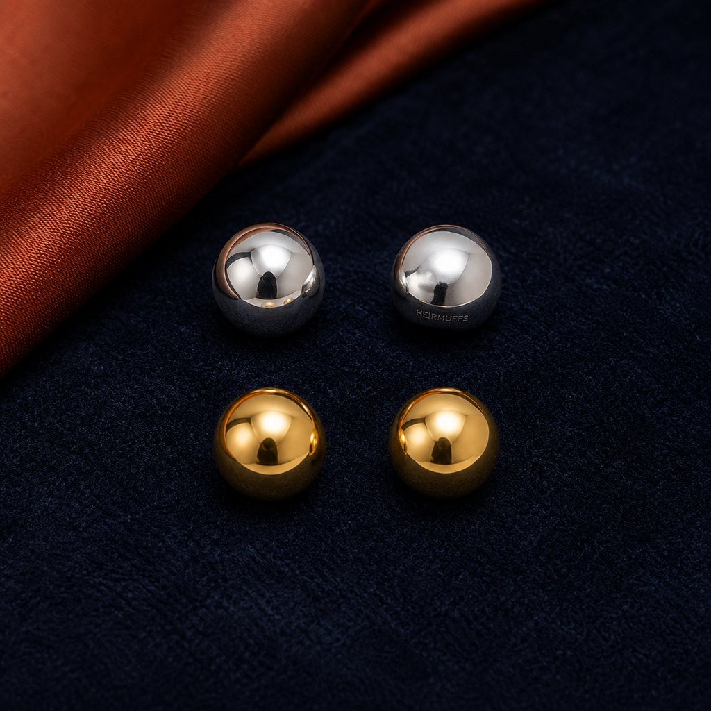 Gold Ball Stud HEIRMUFFS Front Set