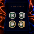 May Emerald Green HEIRMUFFS Front Set in silver and gold