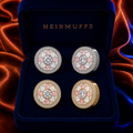 October Opal Pink HEIRMUFFS Front Set in silver and gold