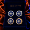 September Sapphire Blue HEIRMUFFS Front Set in silver and gold